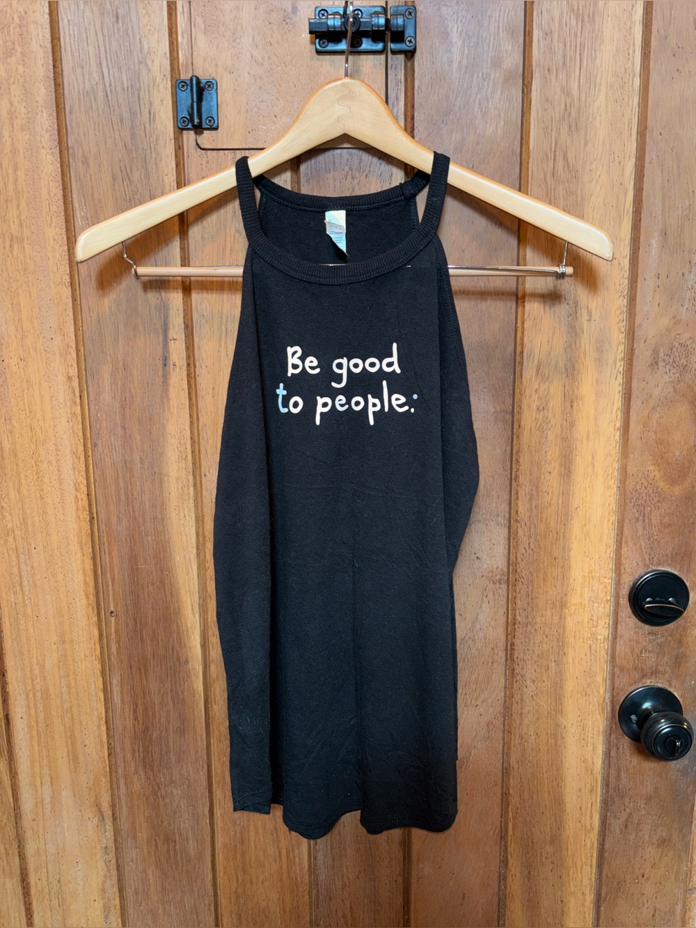 Be Good To People Black Graphic Halter Tank